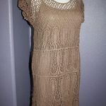 Solitaire NWT by Ravi Khosla Brown Boho Crochet Cap Sleeve Dress w/ Slip S Photo 1