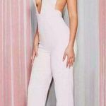 House Of CB Analyn Jumpsuit Blush Cross Back Plunging Neckline Women’s Size M Photo 0