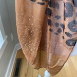 Vintage Tan Black Leopard Print Wrap Scarf with Gold Dot Bead Details Brown Photo 4