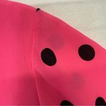 Polka Dots Blouse semi sheer lined hot pink black Women’s Size Medium Photo 4
