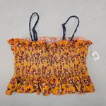 Yellow Floral Crop Smock Boho Tube Ruffle Y2K Bikini Bralette Swim Top M Medium Photo 1