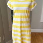 Banana Republic Yellow White Rugby Stripe Boatneck Cotton Tee Shirt Dress Small Photo 0
