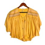 Free People Market Embroidered V-neck Short Sleeve Carrot Ginger Cropped Top Photo 3