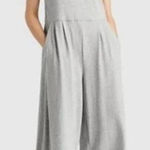 Eileen Fisher Speckled Organic Cotton Jumpsuit in Moon Gray Sz. M Photo 0