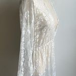 White Lace Long Sleeve Maxi Dress Peignoir Bridal Gown Boho Size Large Romanstii Photo 7