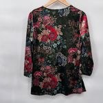 Calessa‎ Forest Fairy Velvet Boho Hippie Shirt Womens Medium Green Floral Print Photo 6