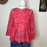 Free People  Never A Dull Moment Blouse Red Floral S Photo 5