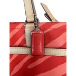 Coach  Coral Orange Zebra‎ Print Tote Bag Canvas F23283 Purse Handbag Designer Photo 3