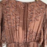 Massimo Dutti Dress Womens 8 Rust Floral Boho Maxi V Neck Sheer Lined Flowy Photo 11