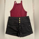 Refuge  Women’s High Waist Solid Black Shorts SHORTY Button Up Cotton Sz 4 +BONUS Photo 0