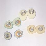 Lot of 4 Vintage Retro Colorful Yellow Purple Green White Stud Boho Earrings Photo 3