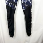 Fabletics  XL Leggings High Waisted‎ Blue Floral Print Black Contrast Ruched 1036 Photo 6