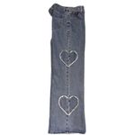 Angel Kiss Wide Leg Jeans with Frayed Hearts size 0  Photo 3