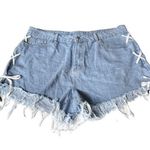 SheIn Lace Up Sides Cutoff Jean Shorts Blue Size 3XL Photo 0