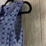 Willi Smith  Geometric Blue and White Blouse Photo 4