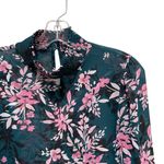 Bar III Floral Sheer Mock Neck Blouse Teal Pink Women’s Size Medium NWT Photo 3