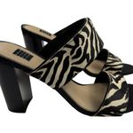 White House | Black Market  Cecilia Slide Sandal Heel Black & Tan Animal Size 9.5 M Photo 0