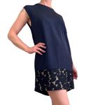 3.1 Phillip Lim Navy Blue Silk Black Floral Lace Trim Shift Mini Dress Photo 8