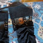 Thigh High Heeled Boots Black Gold Size 9 Photo 2