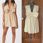 BUCKET LIST Darcy Cream Big Bow Deep V Babydoll Coquette Mini Dress Photo 15