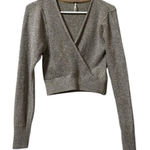 Free People FP Going For Gold V Neck Wrap Crop Sweater Long Sleeve Knit Size XS Photo 0