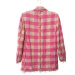 MSGM Checkered Fringe Tweed Jacket Pink Sz40 (US10)‎ Size 10 Photo 4