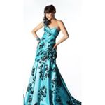 Mac Duggal  Prom‎ Y2K Aqua Black Lace Mermaid Dress 80102M NWT Photo 1