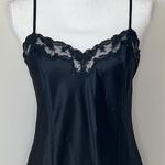Victoria's Secret Victoria’s Secret Vintage from 1999 (the 90’s) black satin finish silk slip dress mini dress with floral lace trim along top hem  Photo 1