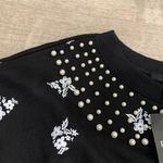 Forever 21 NWT  Black Faux Pearl Floral Pullover Size Large Photo 6