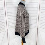 Zesica Chevron Stripe Lantern Sleeve Mock Neck Sweater Tan Black Large Photo 3