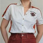 Harley Davidson  Women's Embroidered Button Down Shirt 1W Burnt Orange Patch Photo 0