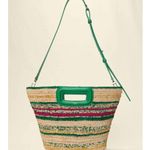 Maje NEW NWT M Mini Striped Raffia Basket Bag Vert Casino Green Photo 0