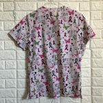 Sb Scrubs Care Heal Love cancer hope awareness butterflies hearts scrub top size M Photo 7