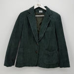 Vintage Green Ribbed Corduroy Cotton Blazer Jacket Women Size 14 Photo 0