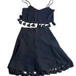 Club Monaco Women’s M Tassle Fringe Crop Tank Black Cami Strap Resortwear Beachy Photo 8