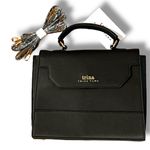 Trina Turk Vegan Leather Black Satchel Crossbody Strap Gold Hardware NWT Photo 5