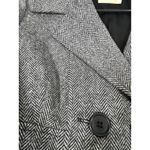 Anthropologie Double Breasted Peplum Blazer Herringbone 100% Wool Black White S Photo 7