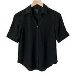 J.Crew Short Sleeve 100% Silk Button Down Blouse in Black Size PXS Photo 0