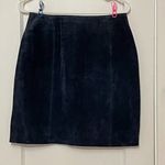 Savannah VTG 100% leather suede blue navy skirt 10 petite (fits like size 6) Photo 0