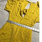 Louna Tie Romper Women's Small Yellow Mustard Short Flutter Sleeve V Photo 8