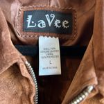 La‎ Vee Vintage 100% Leather Braided Detail Zip Up Vest Sz L Camel Brown Size L Photo 4