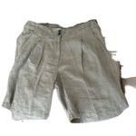 120% Lino Military Green Women’s Linen Bermuda Shorts Photo 0