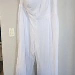David's Bridal AW Basil Bridesmaid Prom Formal Occasion Wedding Guest Jumpsuit, 26, White Photo 3