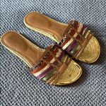 ALDO Gold Multicolor Woven Slip-On Flat Sandals Size 7 Photo 1