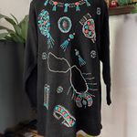 Vintage 90’s Victoria Jones Turquoise Jewelry Beaded Sweater Black Size L Photo 0