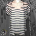 Loft Pale Pink and Gray Striped Tee - Size Small Photo 6