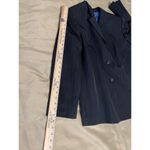Le Suit  Women's Black Blue Pinstripe Jacket Blazer 16 Lined Lapel Long Sleeve Photo 7