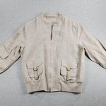 Richard Malcolm Womens Bomber Jacket Size S Cream Linen Zip Up Utility Cargo Photo 0