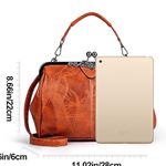 Elegant mustard Yellow leather kiss lock Handbag new! Photo 4