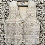Vintage Cottagecore Pastel Embroidered Linen Cotton Blend Vest Granola Gorp MED Tan Photo 0